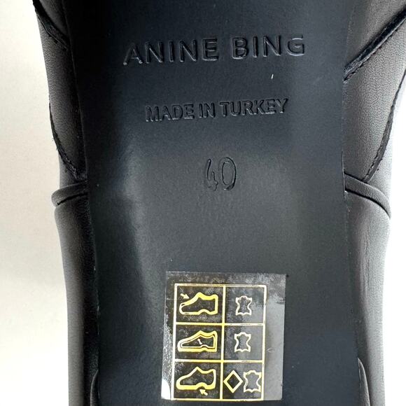 Anine Bing Rae Tall Leather Boots Kitten Heel Western Black 40 (US 10) - Picture 14 of 16